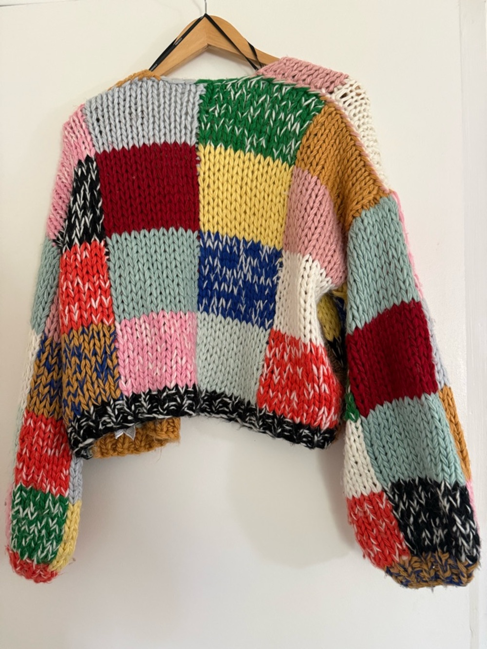 Colorblock Patchwork Chunky Open-Front Cardigan Sweater - Multicolor - Picture 2 of 5